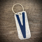 Blue License plate letter keychain