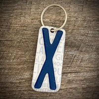 Blue License plate letter keychain