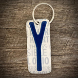 Blue License plate letter keychain