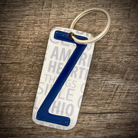 Blue License plate letter keychain