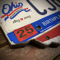 Ohio bicentennial 3 License plate map CJ64QX (Free Shipping)