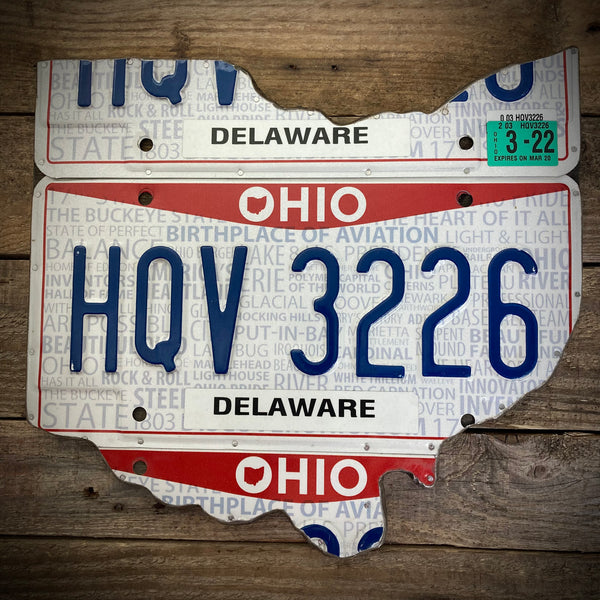 Ohio Deleware License plate map HQV 3226 (Free Shipping)