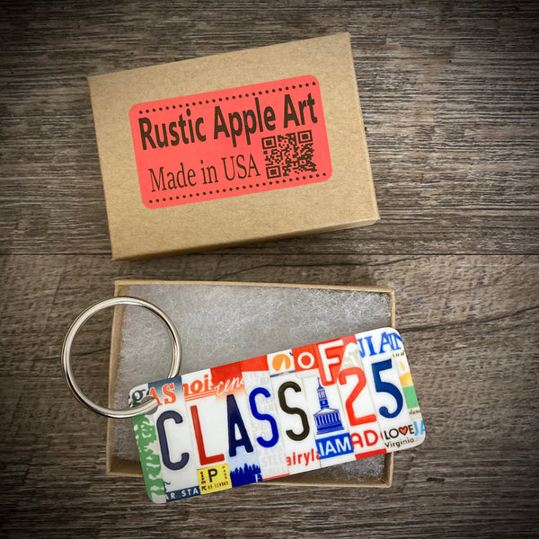 Class of 2025 License Plate Keychain, Class of 2025 gift, Class of 2025 bagtag, Gift for graduation, gift for graduate, Class of 25 keychain