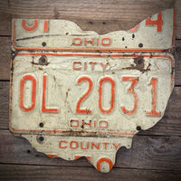 Ohio County License plate map OL2031 (Free Shipping)