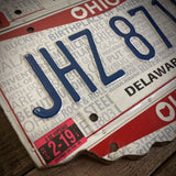 Ohio Delaware License plate map JHZ 8718 (Free Shipping)