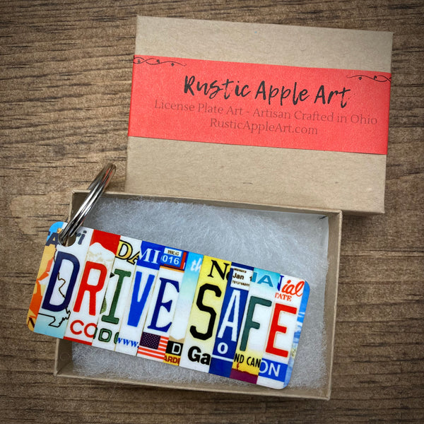 Drive Safe License Plate Keychain, Drive Safe bag tag, New driver gift