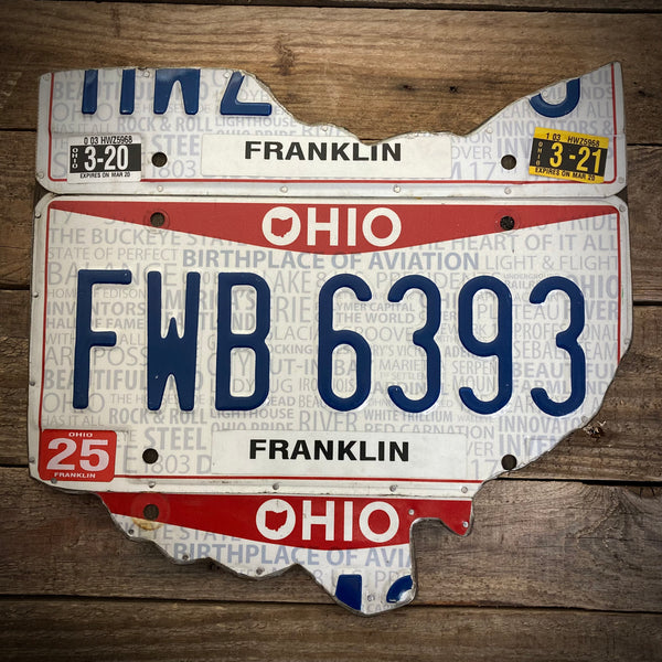 Ohio Franklin 3 License plate map FWB 6393 (Free Shipping)