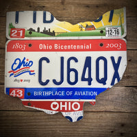 Ohio bicentennial License plate map CJ64QX (Free Shipping)