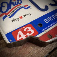 Ohio bicentennial License plate map CJ64QX (Free Shipping)